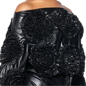 Faux Leather Crop Rose Top